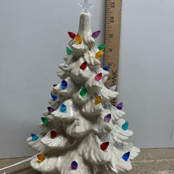 Handmade glazed white mother of pearl Christmas tree - Picture 7 of 7